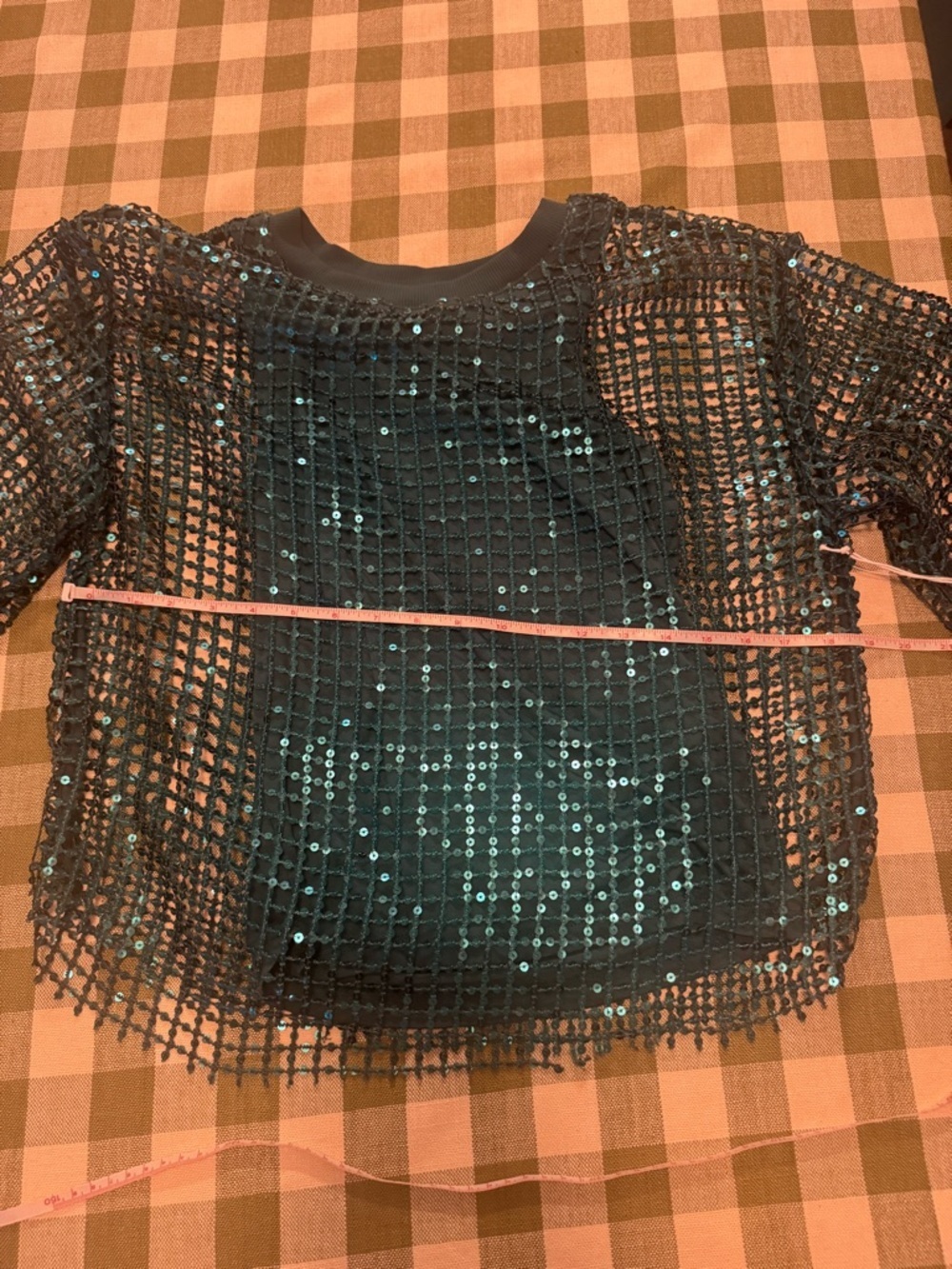 Pilcro Teal Sequin Mesh Jersey Long-Sleeve Top - Picture 13 of 16